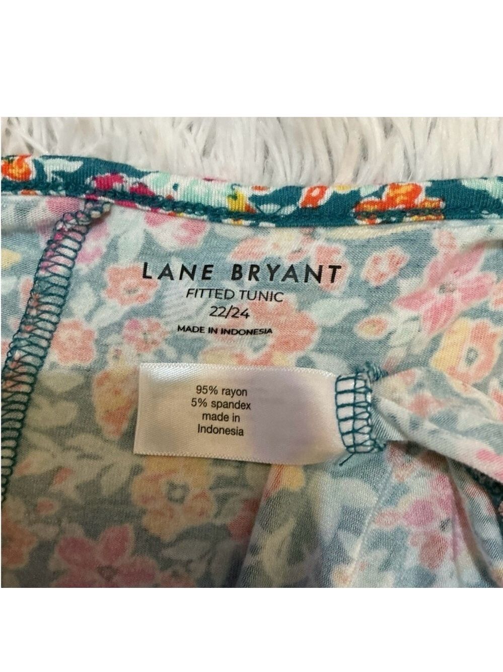 Women's LANE BRYANT Teal Floral Fitted Tunic Plus Size 22/24 - Picture 10 of 12